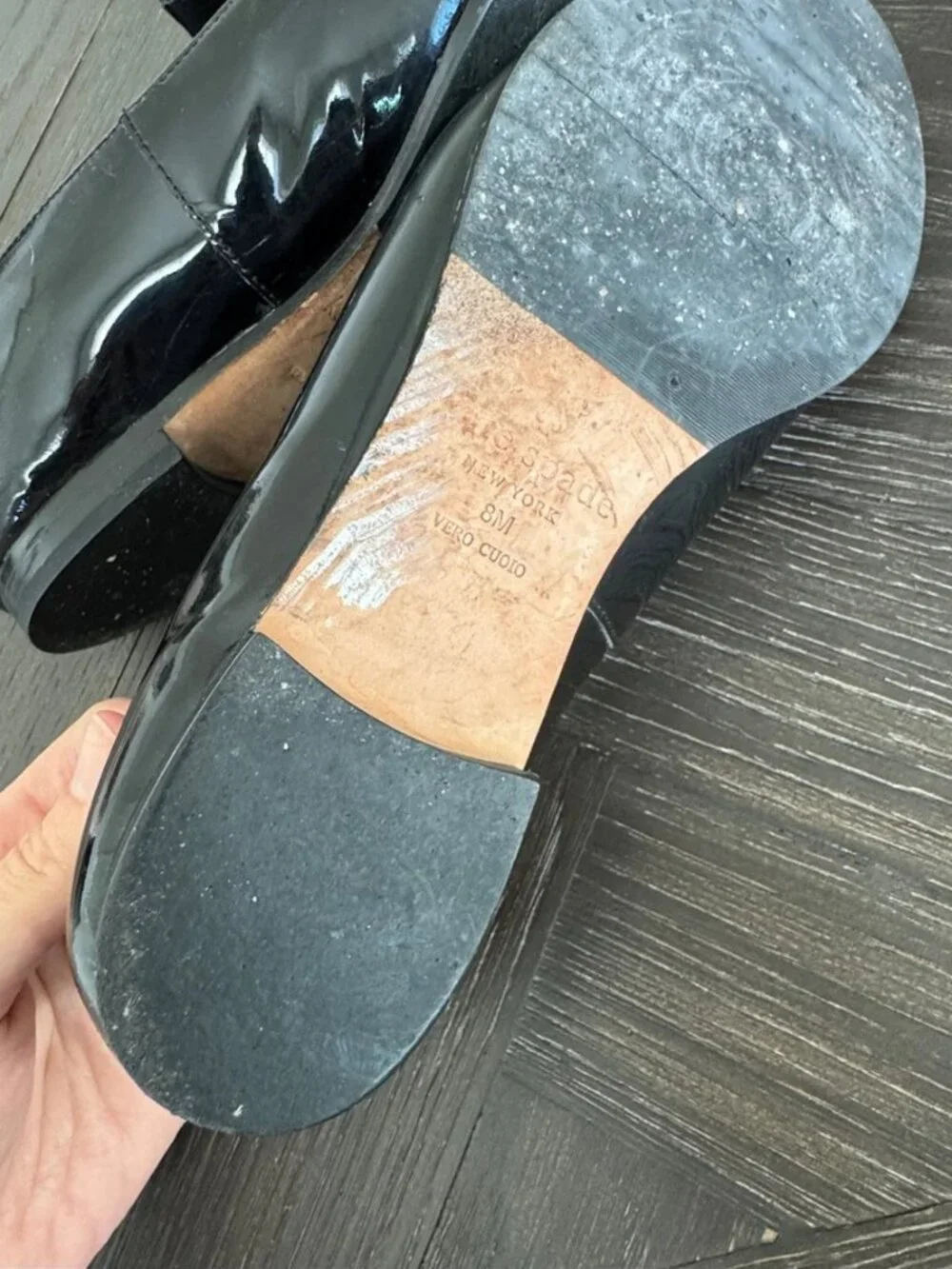 Kate Spade Loafers Size 8 Black Patent Leather Slip On Flats
